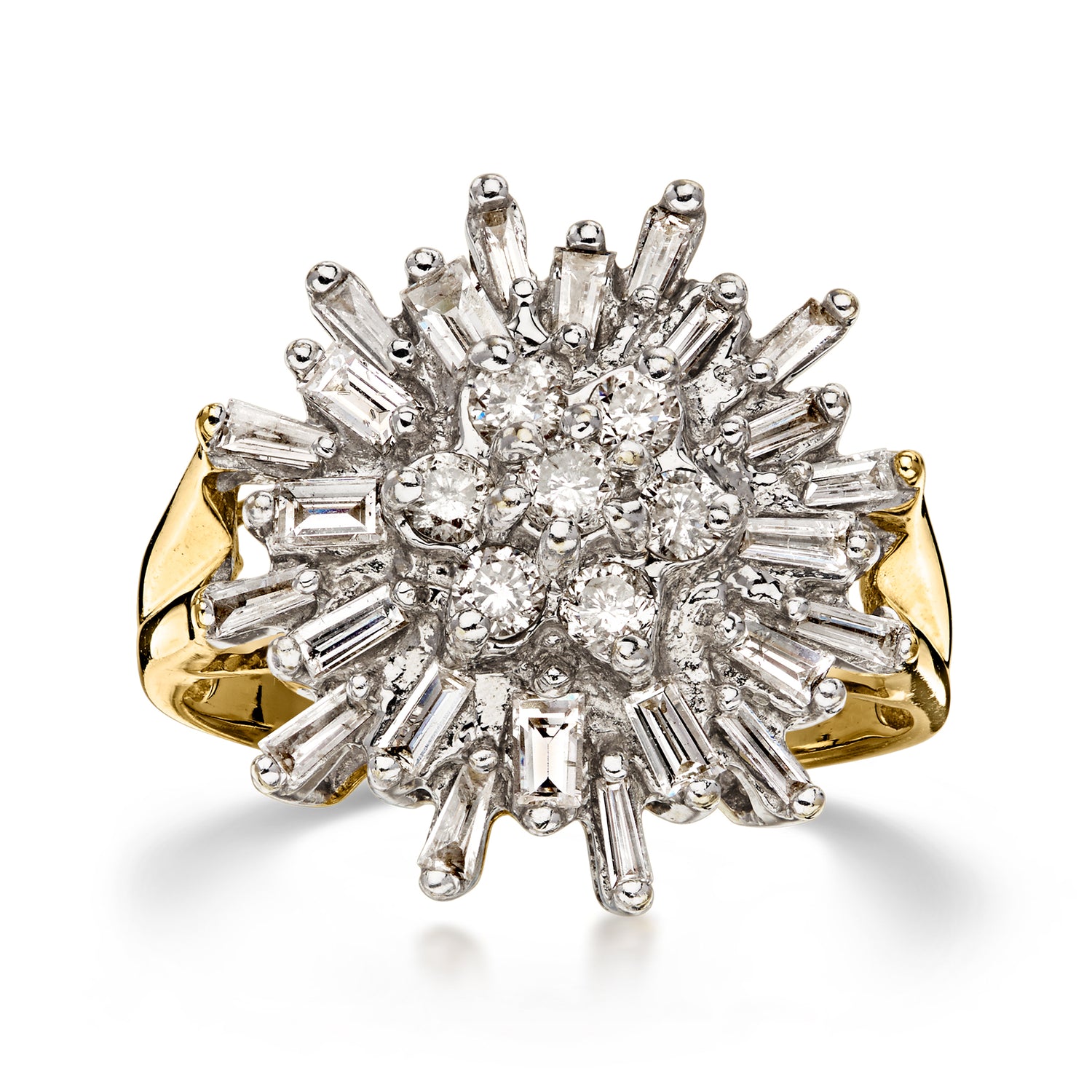 C. 1980 Vintage 1.50 ct. t.w. Diamond Burst Ring in 14kt Yellow Gold