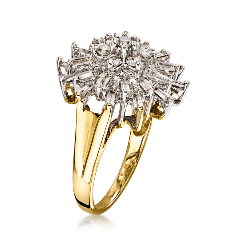 C. 1980 Vintage 1.50 ct. t.w. Diamond Burst Ring in 14kt Yellow Gold. Size 7.5