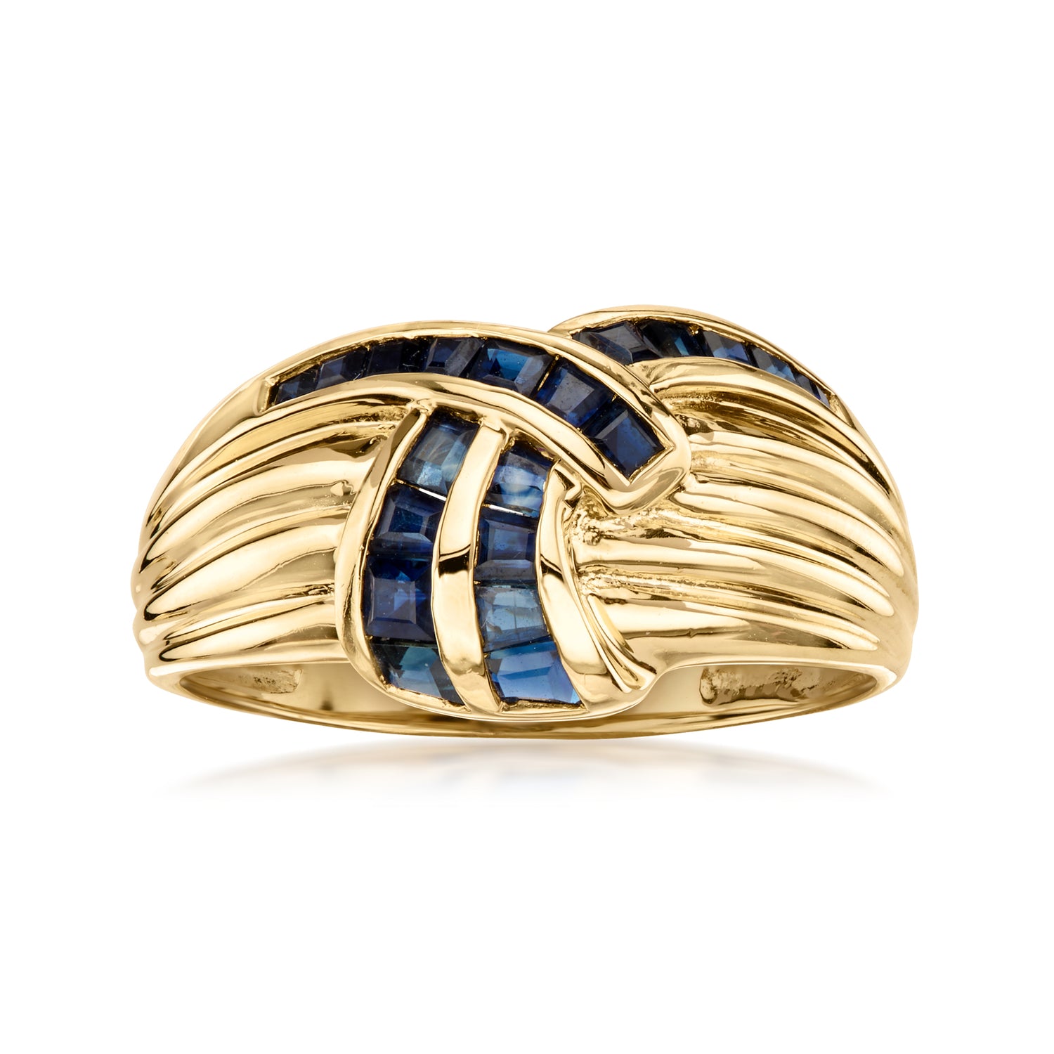 Pre-owned Ross-simons C. 1980 Vintage 1.00 Ct. T.w. Sapphire Knot Ring In 14kt Yellow Gold