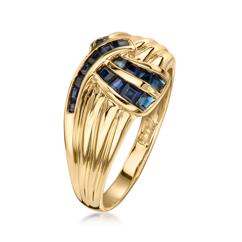 C. 1980 Vintage 1.00 ct. t.w. Sapphire Knot Ring in 14kt Yellow Gold. Size 8