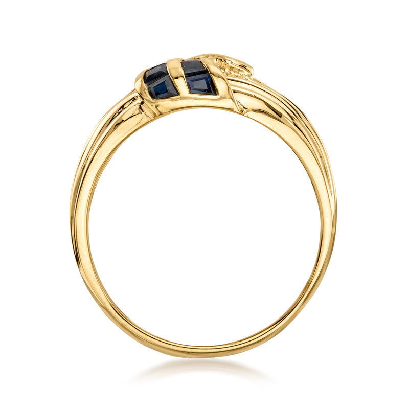 C. 1980 Vintage 1.00 ct. t.w. Sapphire Knot Ring in 14kt Yellow Gold. Size 8