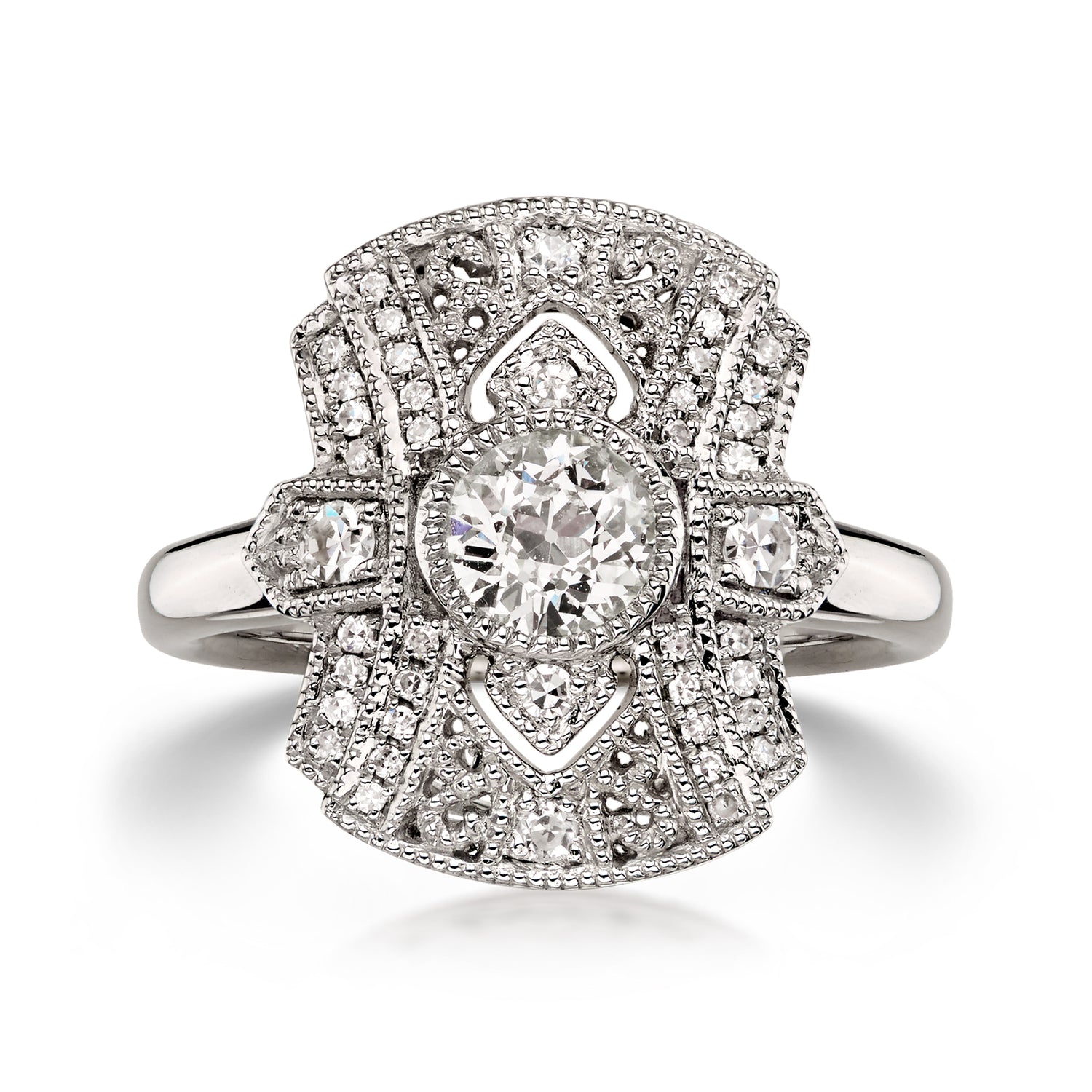 C. 2000 Vintage .73 ct. t.w. Diamond Filigree Ring in Platinum