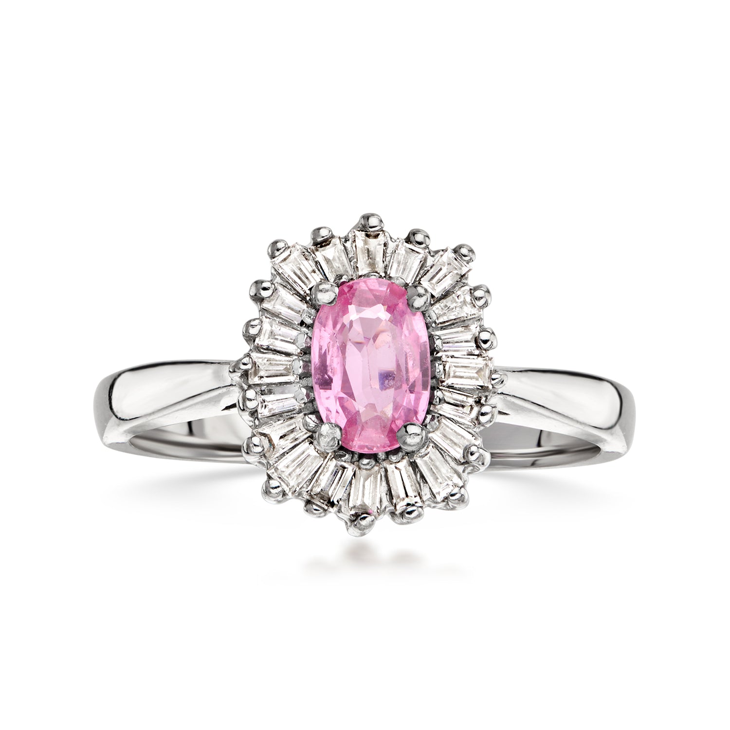 Pre-owned Ross-simons C. 1990 Vintage .43 Carat Pink Sapphire Ring With .50 Ct. T.w. Diamonds In 14kt White Gold In Silver