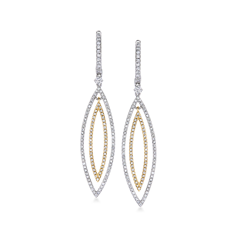 C. 2000 Vintage 1.01 ct. t.w. Diamond Drop Earrings in 14kt Two-Tone Gold