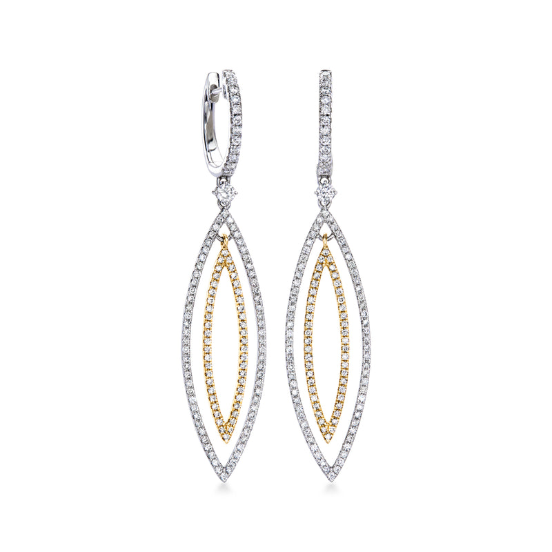 C. 2000 Vintage 1.01 ct. t.w. Diamond Drop Earrings in 14kt Two-Tone Gold
