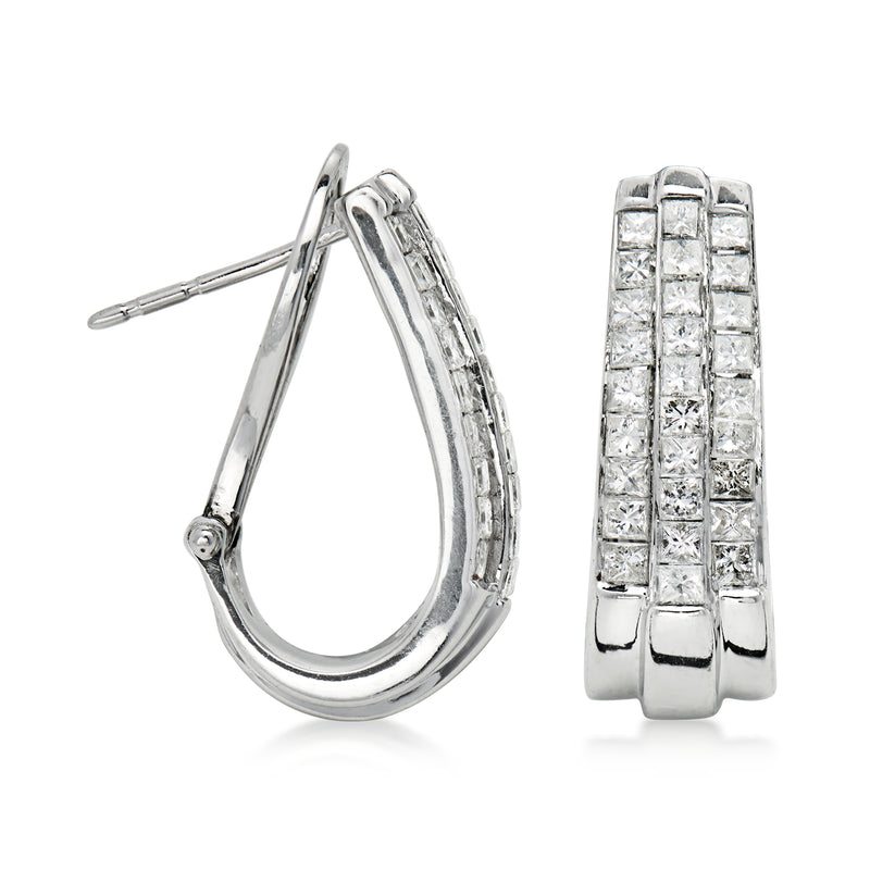 C. 1990 Vintage 1.10 ct. t.w. Diamond Curved Earrings in 14kt White Gold