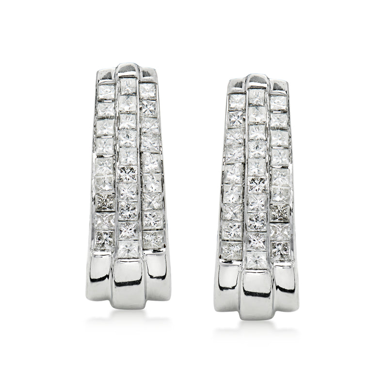 C. 1990 Vintage 1.10 ct. t.w. Diamond Curved Earrings in 14kt White Gold
