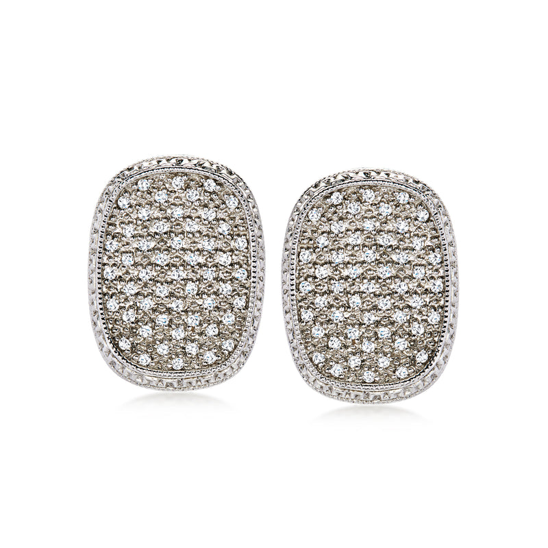 C. 1990 Vintage .80 ct. t.w. Pave Diamond Earrings in 14kt White Gold