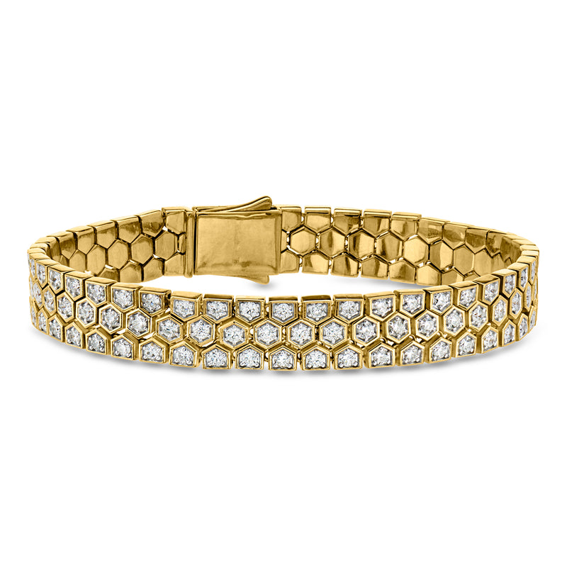 4.00 ct. t.w. Lab-Grown Diamond Honeycomb-Pattern Bracelet in 18kt Gold Over Sterling