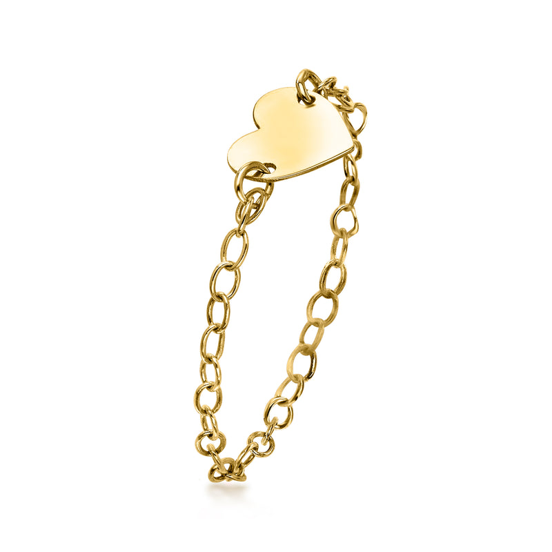 Italian 10kt Yellow Gold Heart Cable-Chain Ring