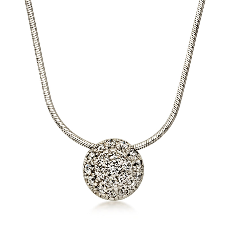 C. 1990 Vintage .45 ct. t.w. Diamond Ball Necklace in 18kt White Gold. 15"