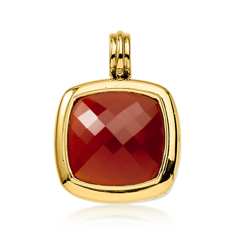 C. 1990 Vintage David Yurman 16.00 Carat Carnelian Pendant in Sterling Silver and 18kt Yellow Gold
