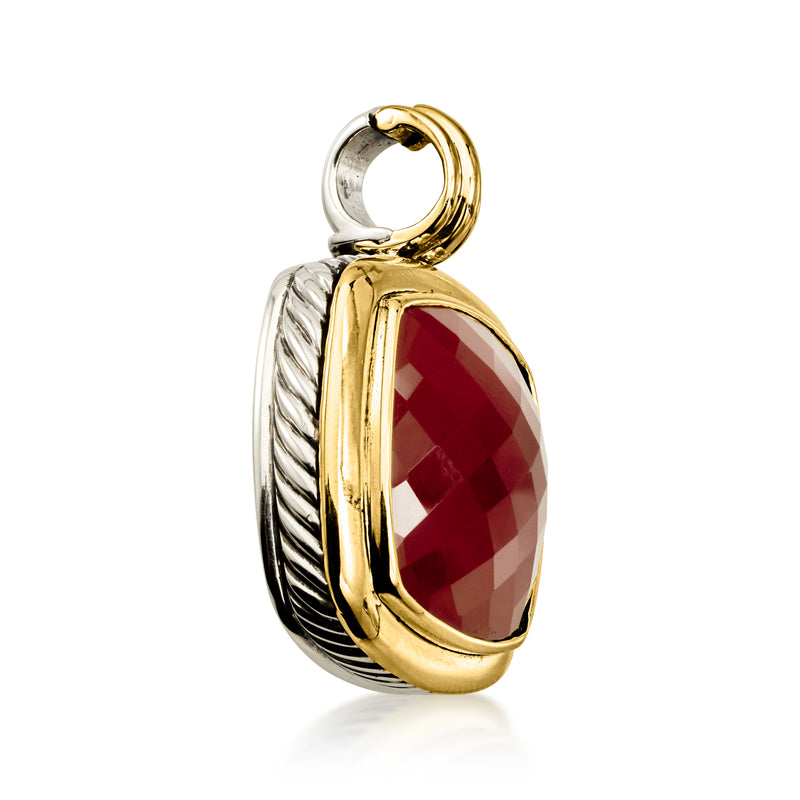C. 1990 Vintage David Yurman 16.00 Carat Carnelian Pendant in Sterling Silver and 18kt Yellow Gold