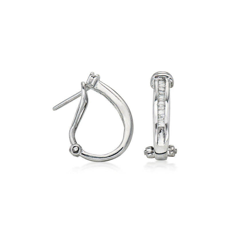 C. 2000 Vintage .30 ct. t.w. Diamond Curved Earrings in 14kt White Gold