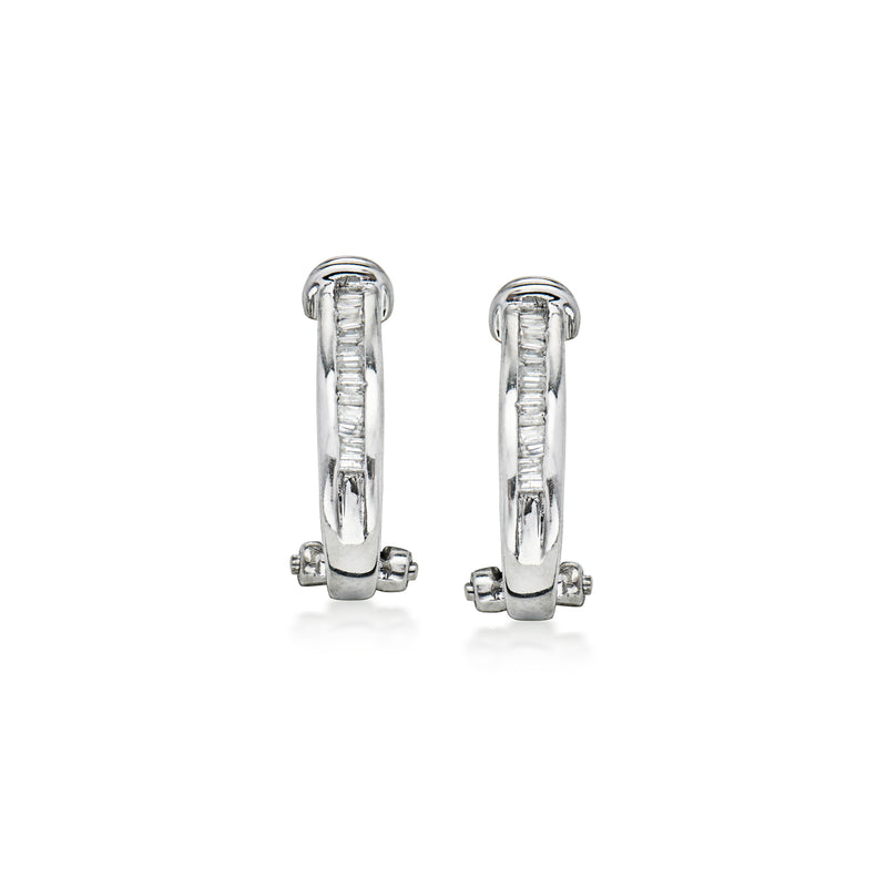 C. 2000 Vintage .30 ct. t.w. Diamond Curved Earrings in 14kt White Gold