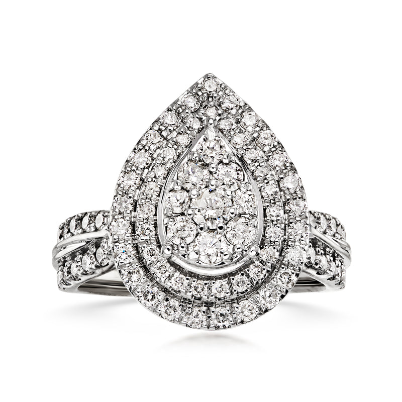 C. 1990 Vintage 1.25 ct. t.w. Diamond Cluster Ring in 10kt White Gold. Size 5.5