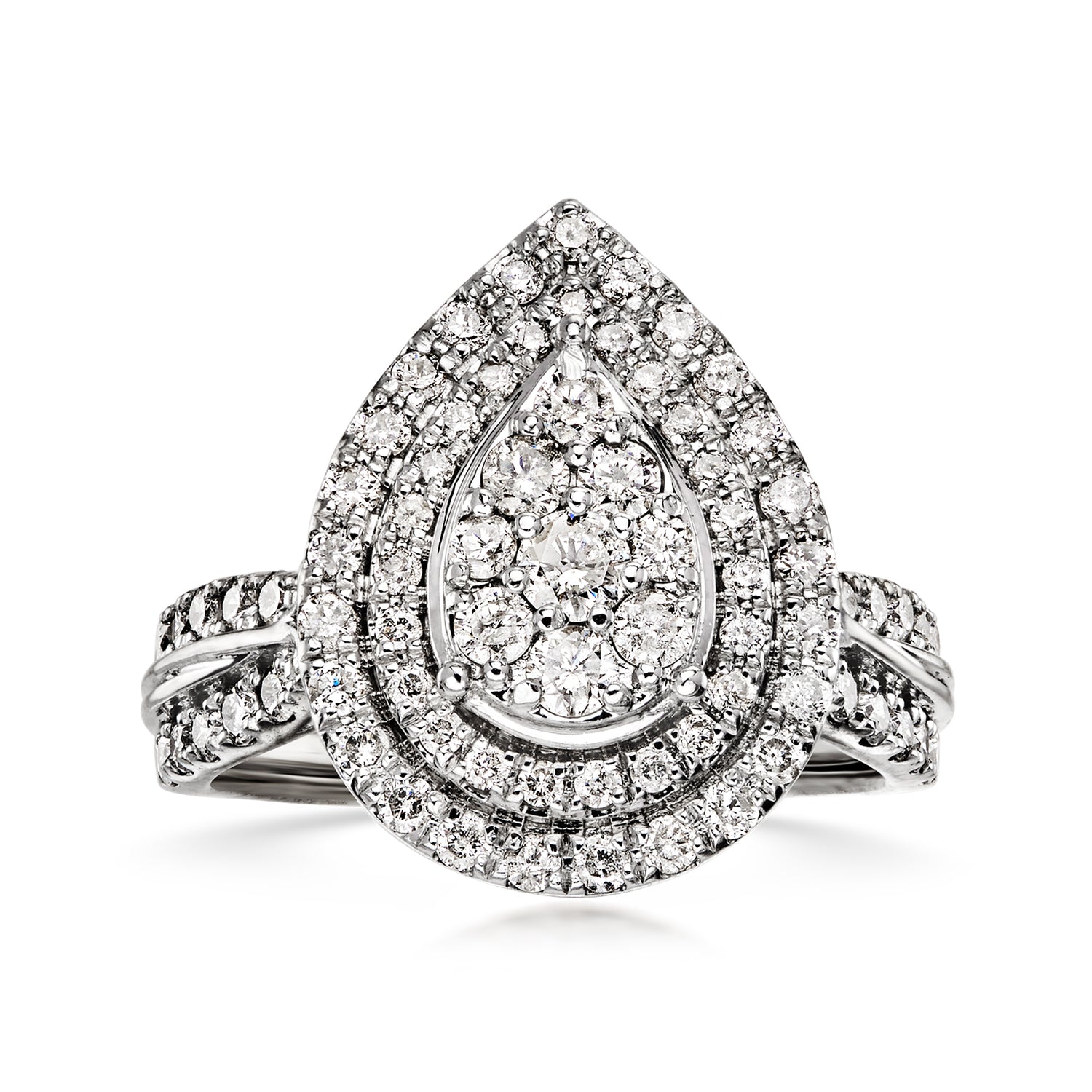 C. 1990 Vintage 1.25 ct. t.w. Diamond Cluster Ring in 10kt White Gold