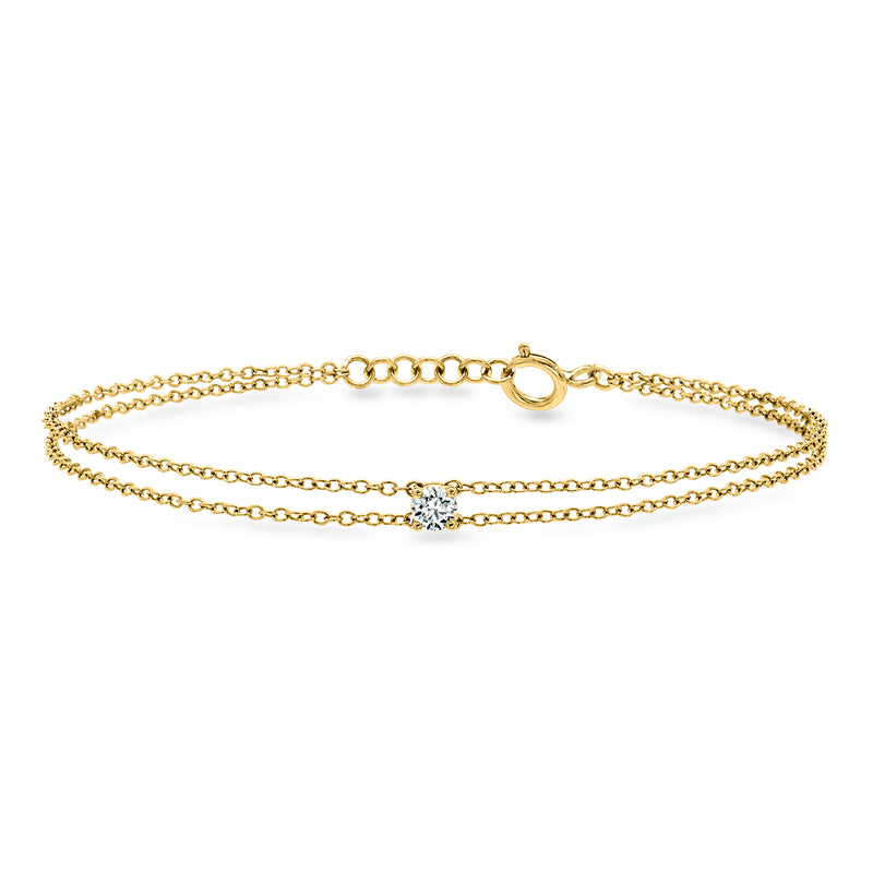 Gold over sterling two-strand cable-chain bracelet with small round diamond centerpiece
