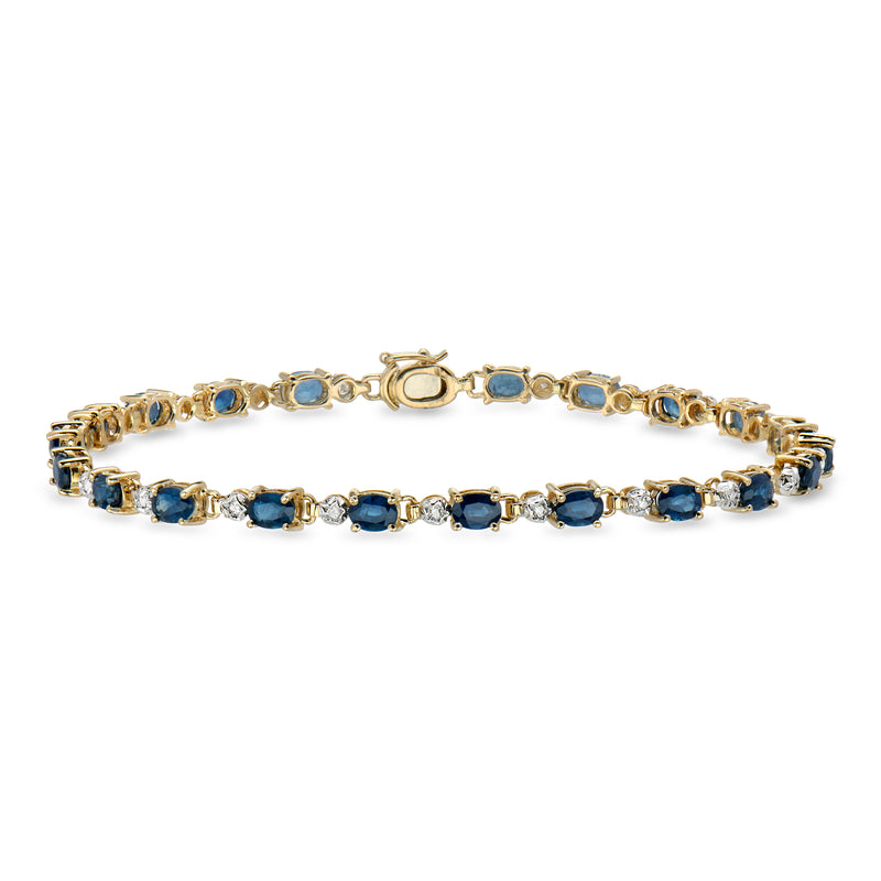 C. 2000 Vintage 5.00 ct. t.w. Sapphire Bracelet with .15 ct. t.w. Diamonds in 14kt Yellow Gold. 7"