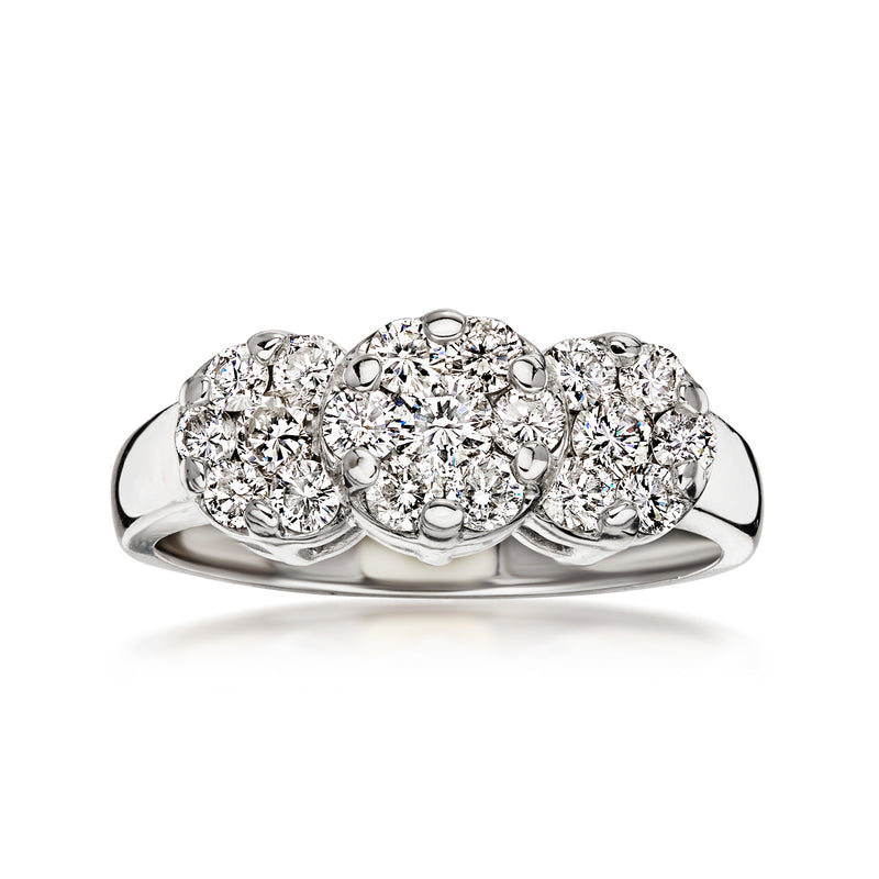 C. 2000 Vintage 1.00 ct. t.w. Diamond Cluster Ring in 14kt White Gold. Size 7