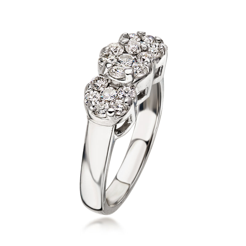 C. 2000 Vintage 1.00 ct. t.w. Diamond Cluster Ring in 14kt White Gold. Size 7