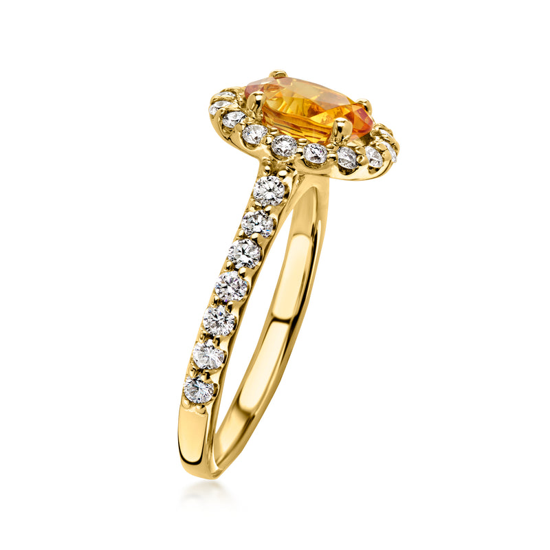 C. 2000 Vintage 1.20 Carat Citrine Ring with .90 ct. t.w. Diamonds in 14kt Yellow Gold. Size 7.25