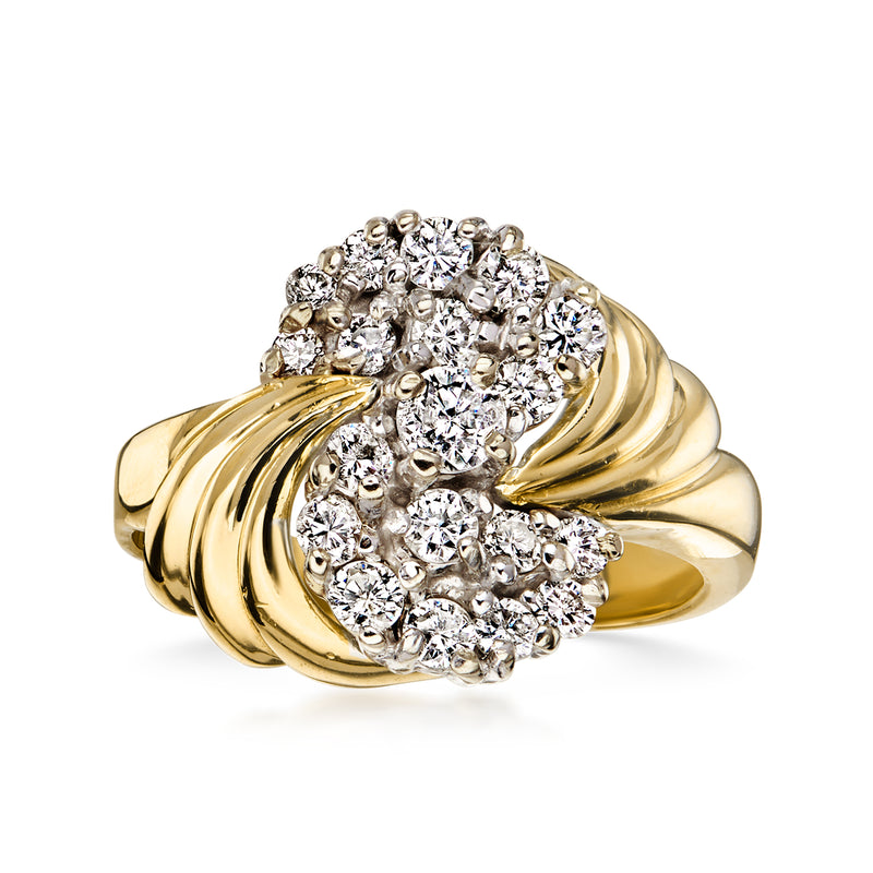 C. 1980 Vintage .50 ct. t.w. Diamond Twisted Ring in 14kt Yellow Gold. Size 7