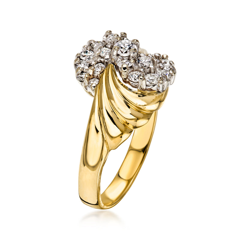 C. 1980 Vintage .50 ct. t.w. Diamond Twisted Ring in 14kt Yellow Gold. Size 7
