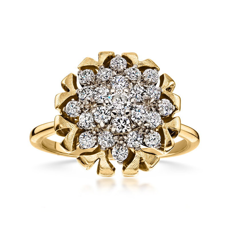 C. 1970 Vintage .90 ct. t.w. Diamond Cluster Ring in 18kt Yellow Gold. Size 6.25