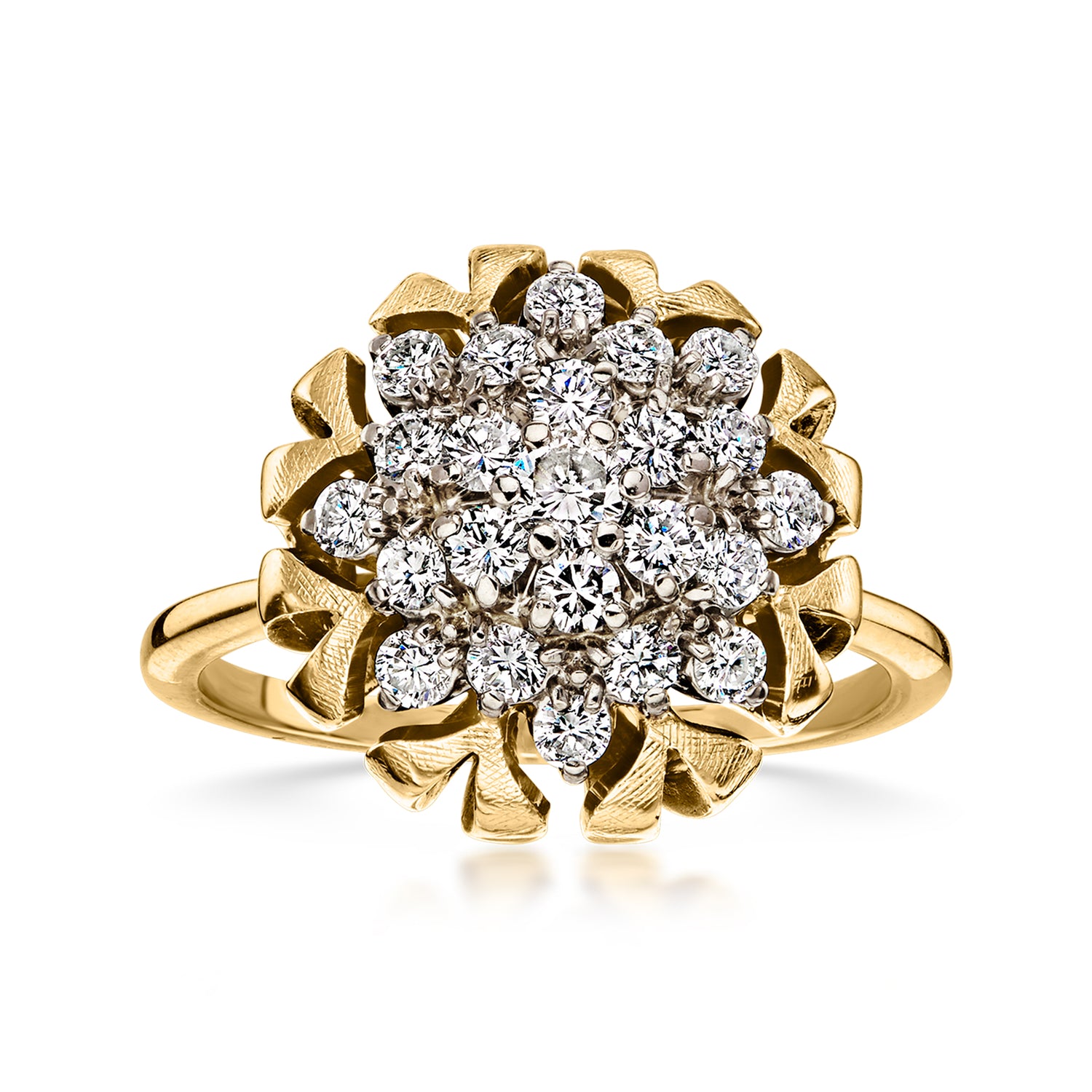 C. 1970 Vintage .90 ct. t.w. Diamond Cluster Ring in 18kt Yellow Gold