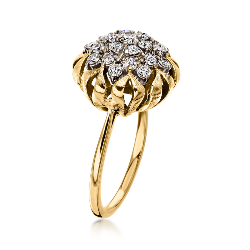C. 1970 Vintage .90 ct. t.w. Diamond Cluster Ring in 18kt Yellow Gold. Size 6.25