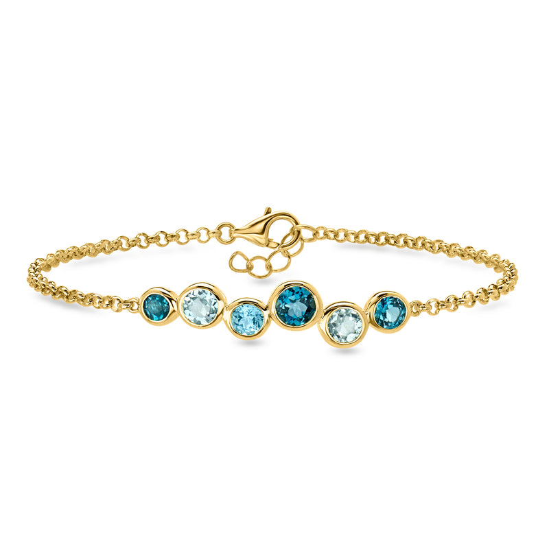 2.20 ct. t.w. Tonal Blue Topaz Bracelet in 18kt Gold Over Sterling