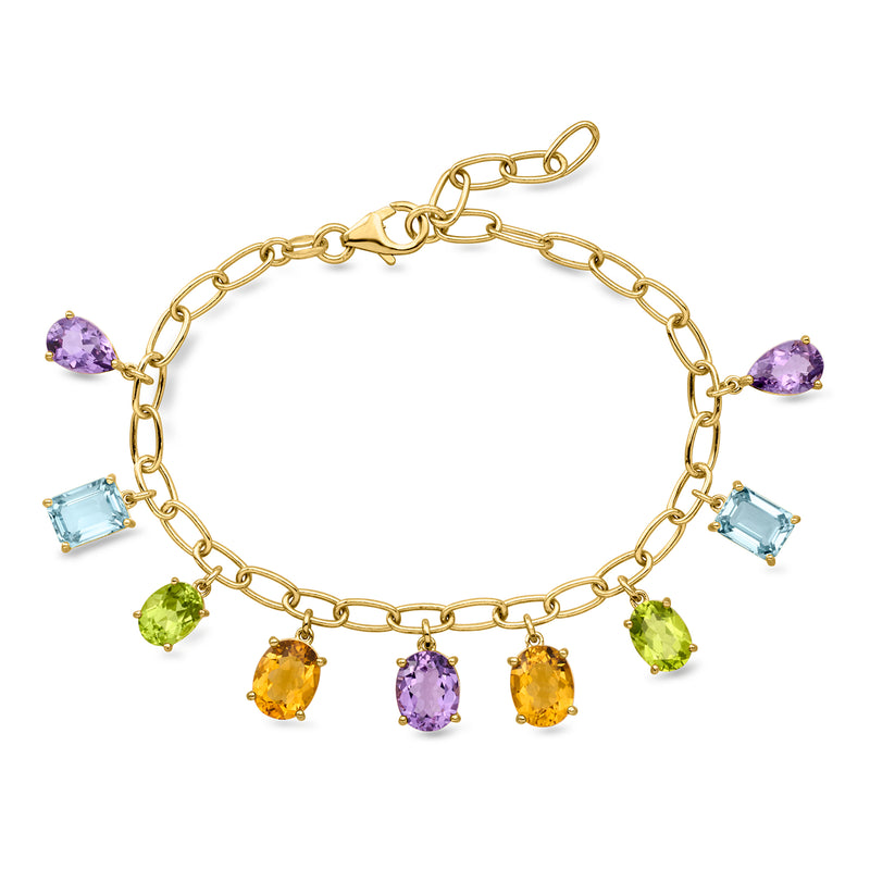 13.80 ct. t.w. Multi-Gemstone Bracelet in 18kt Gold Over Sterling