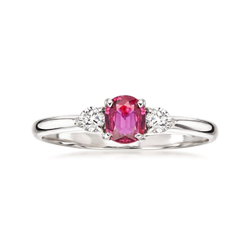 C. 2000 Vintage .45 Carat Ruby Ring with Diamonds in Platinum. Size 6