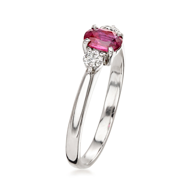C. 2000 Vintage .45 Carat Ruby Ring with Diamonds in Platinum. Size 6