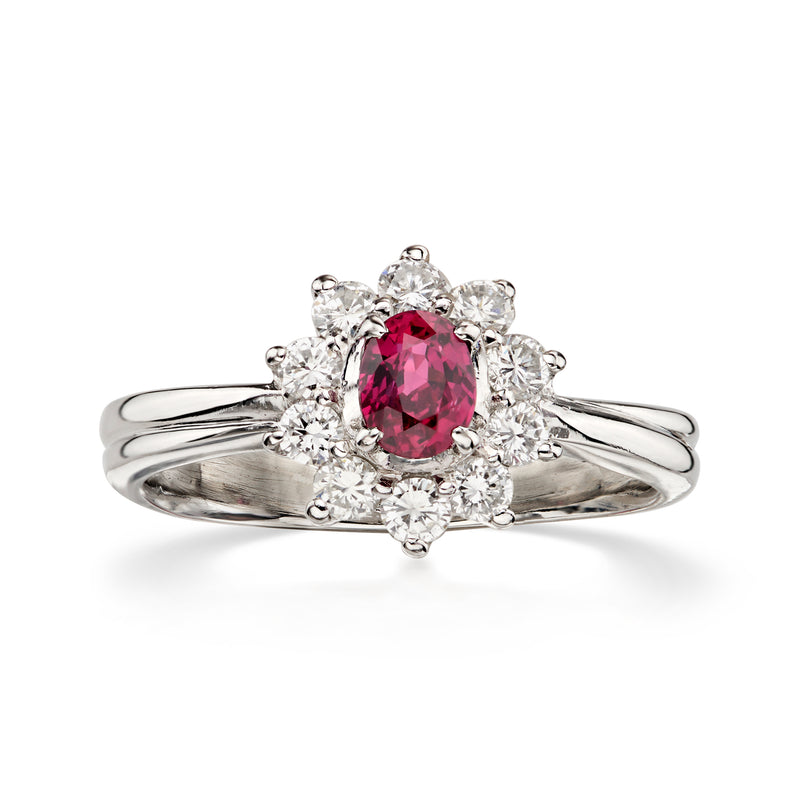 C. 2000 Vintage .50 Carat Ruby Ring with .30 ct. t.w. Diamonds in Platinum. Size 6