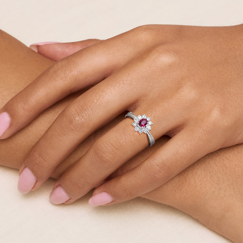 C. 2000 Vintage .50 Carat Ruby Ring with .30 ct. t.w. Diamonds in Platinum. Size 6