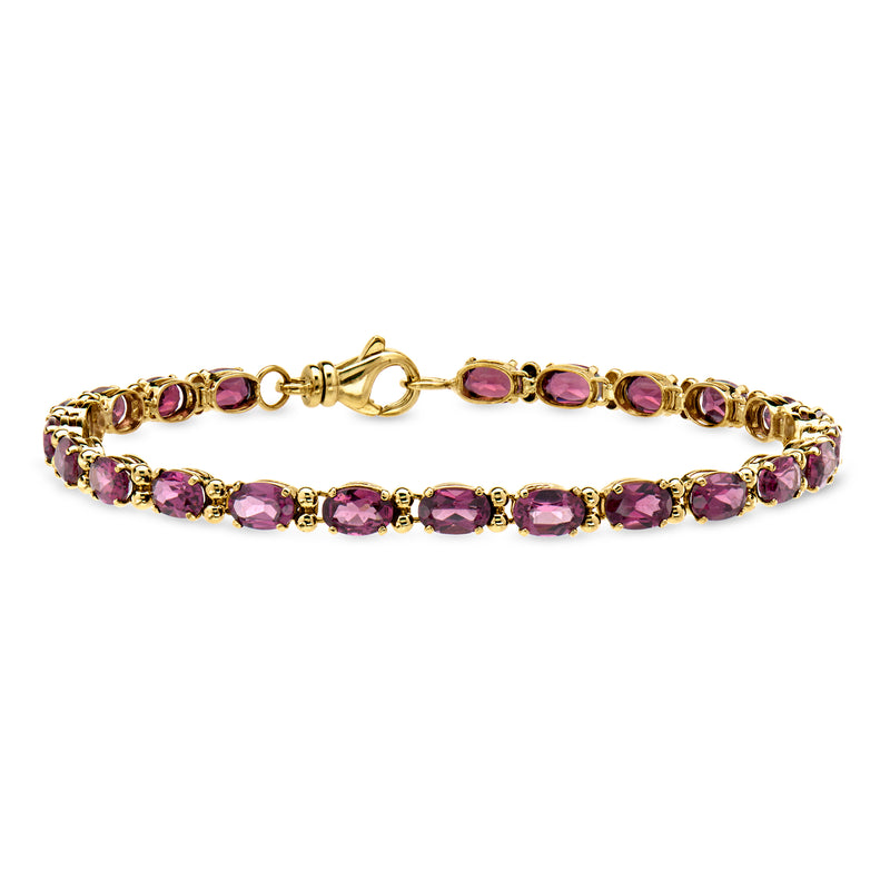 C. 1990 Vintage 12.65 ct. t.w. Rhodolite Garnet Tennis Bracelet in 14kt Yellow Gold. 7.5"