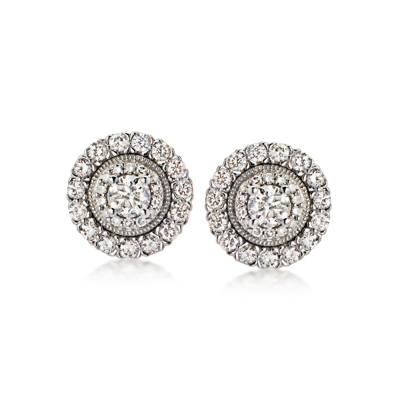 C. 2000 Vintage 1.20 ct. t.w. Diamond Cluster Earrings in 10kt White Gold