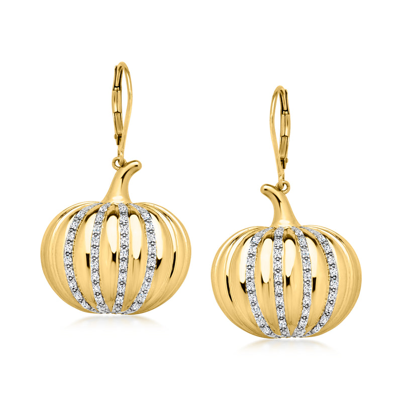 .50 ct. t.w. Lab-Grown Diamond Pumpkin Drop Earrings in 18kt Gold Over Sterling