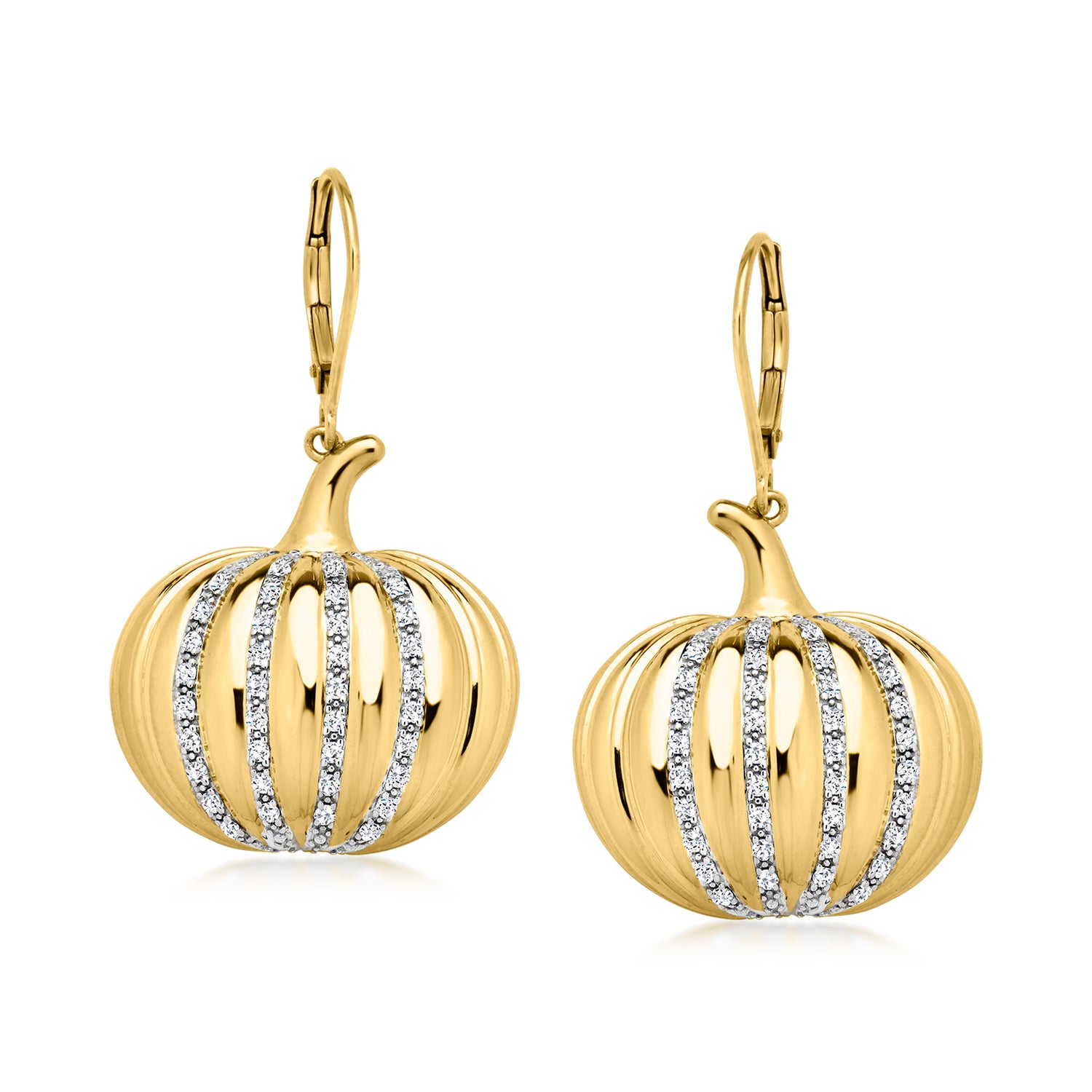 .50 ct. t.w. Lab Grown Diamond Pumpkin Drop Earrings in 18kt Gold Over Sterling