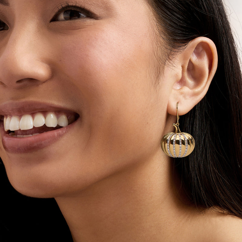 .50 ct. t.w. Lab-Grown Diamond Pumpkin Drop Earrings in 18kt Gold Over Sterling