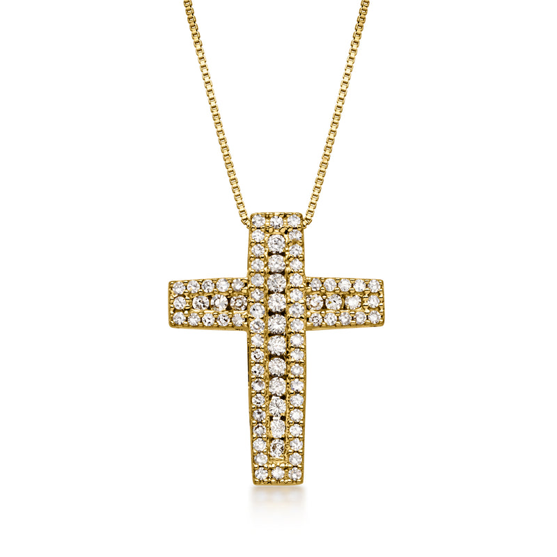 1.00 ct. t.w. Lab-Grown Diamond Cross Pendant Necklace in 18kt Gold Over Sterling. 18"