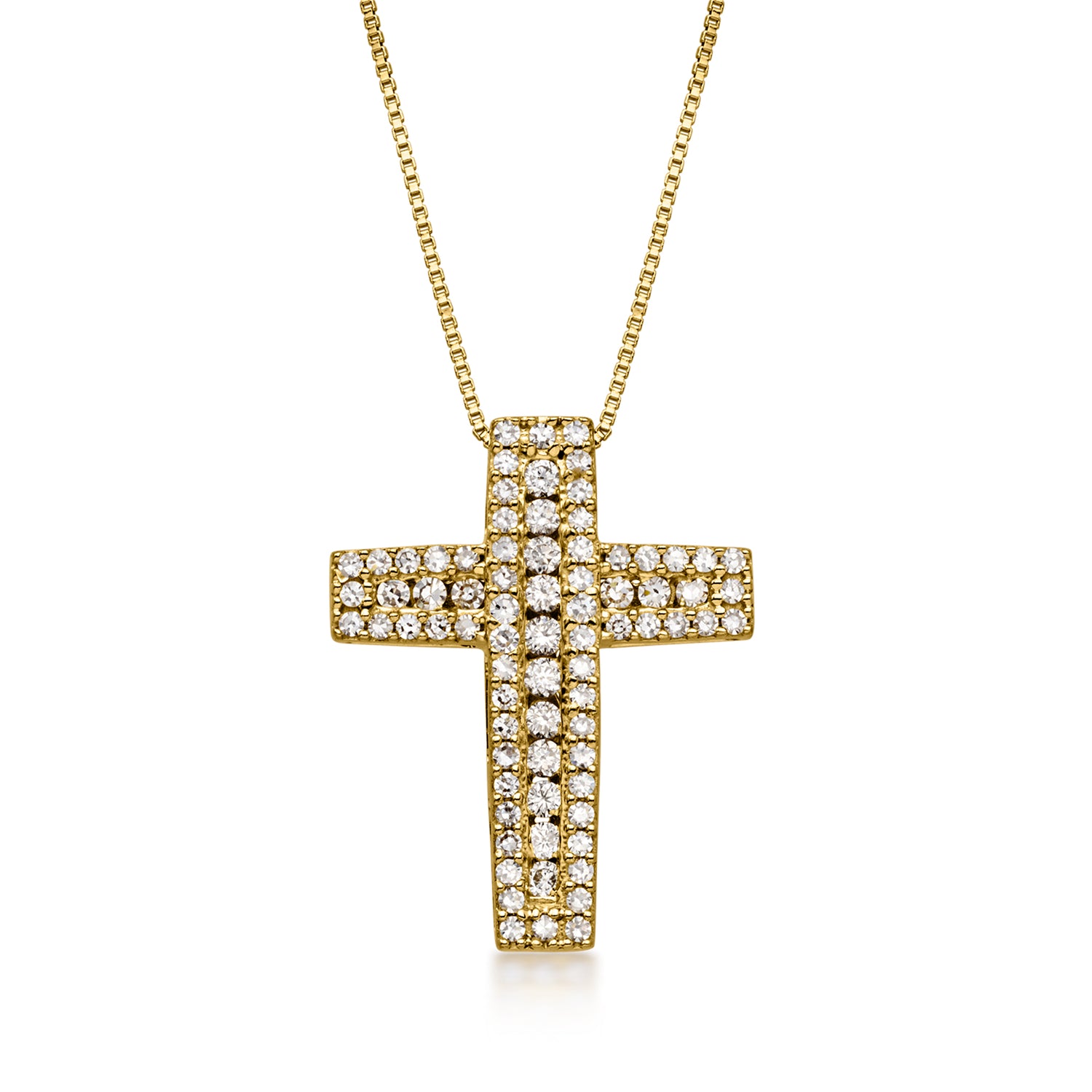 1.00 ct. t.w. Lab Grown Diamond Cross Pendant Necklace in 18kt Gold Over Sterling