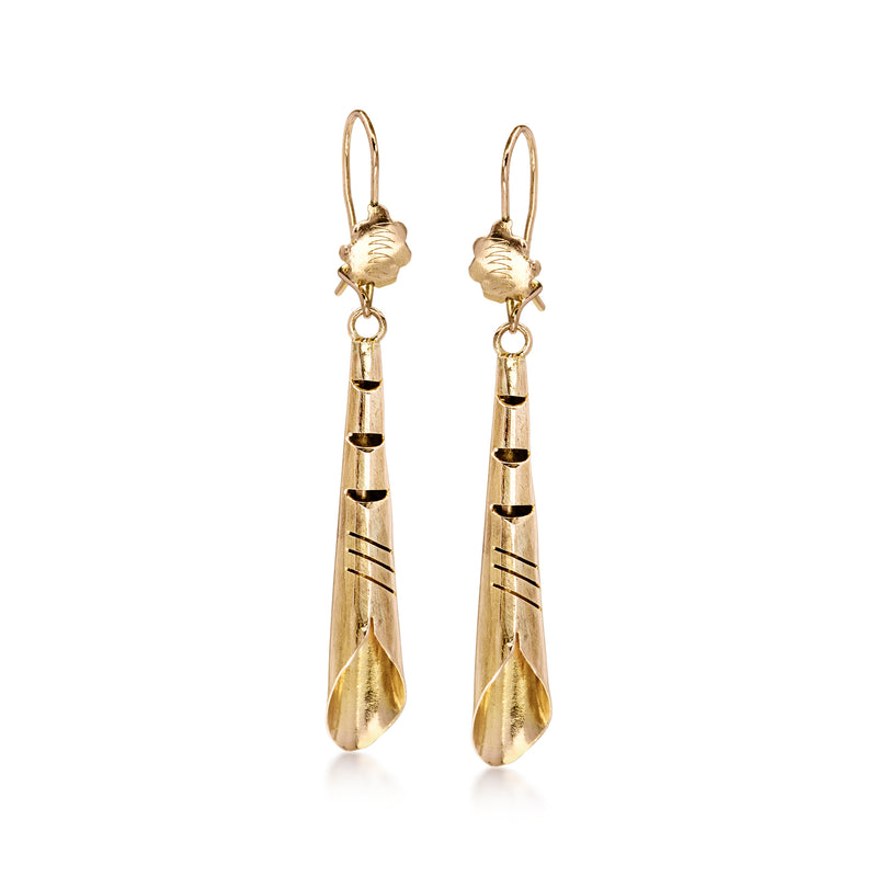 C. 1950 Vintage 9kt Yellow Gold Drop Earrings