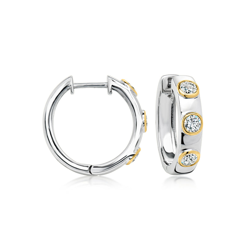 1.00 ct. t.w. Lab-Grown Diamond Hoop Earrings in Sterling Silver and 18kt Gold Over Sterling. 5/8"