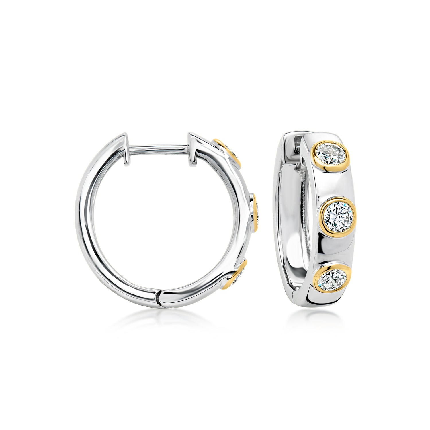 1.00 ct. t.w. Lab Grown Diamond Hoop Earrings in Sterling Silver and 18kt Gold Over Sterling