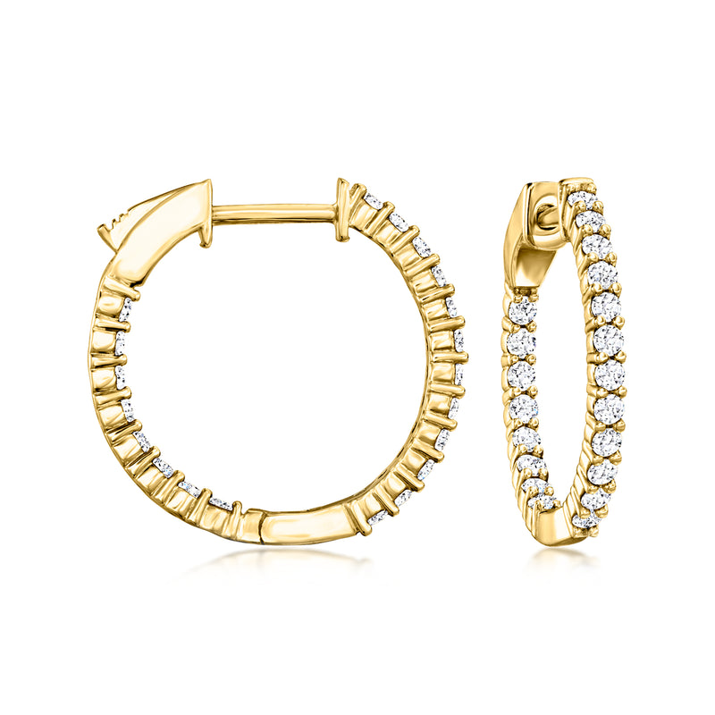 .50 ct. t.w. Lab-Grown Diamond Inside-Outside Hoop Earrings in 18kt Gold Over Sterling. 5/8"