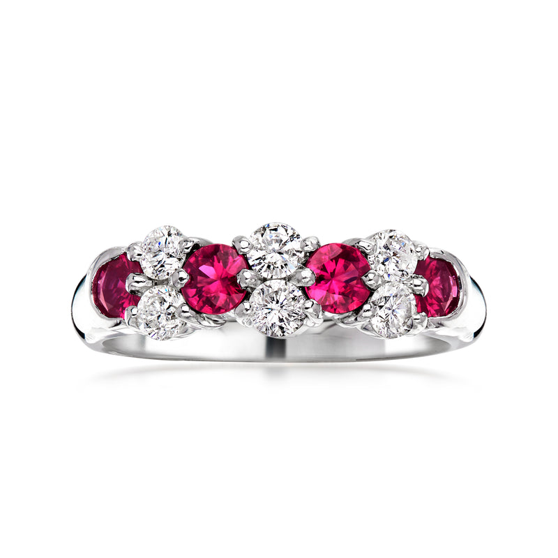 C. 1990 Vintage .72 ct. t.w. Ruby and .48 ct. t.w. Diamond Ring in Platinum. Size 6.25