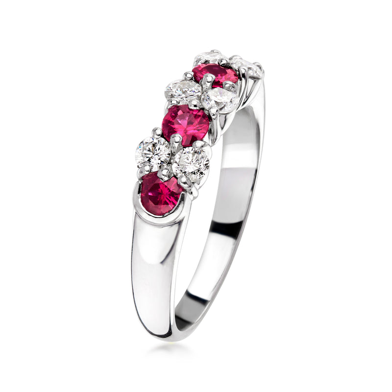 C. 1990 Vintage .72 ct. t.w. Ruby and .48 ct. t.w. Diamond Ring in Platinum. Size 6.25